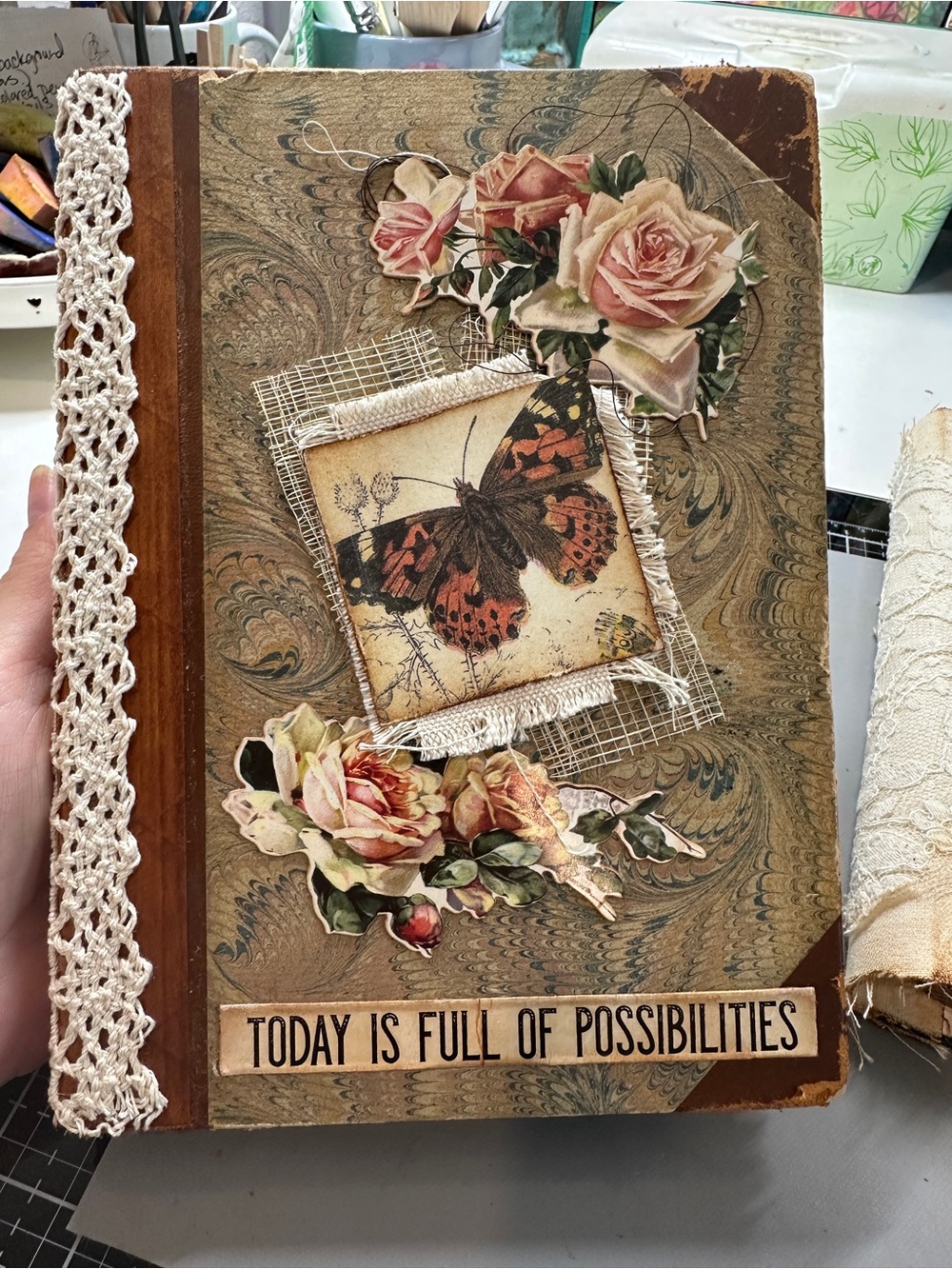 Vintage journal, rust colored.